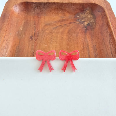 Bow Studs - Red Shimmer