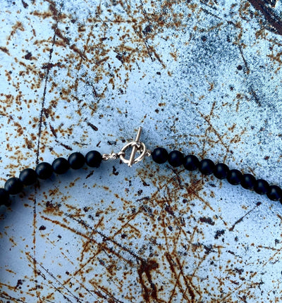 Sequoia 22” black onyx beaded necklace