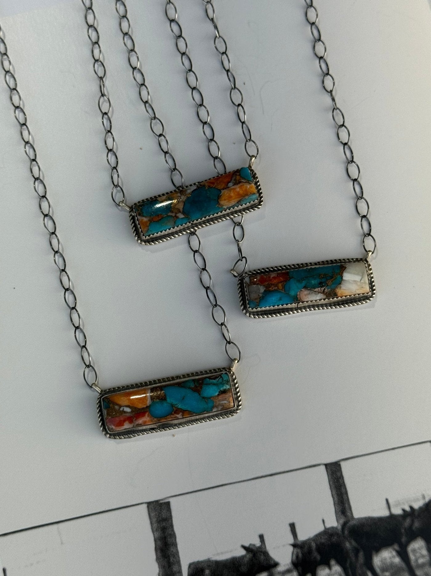 Spiny Oyster Turquoise Bar Necklace