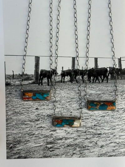 Spiny Oyster Turquoise Bar Necklace