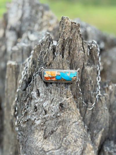 Spiny Oyster Turquoise Bar Necklace