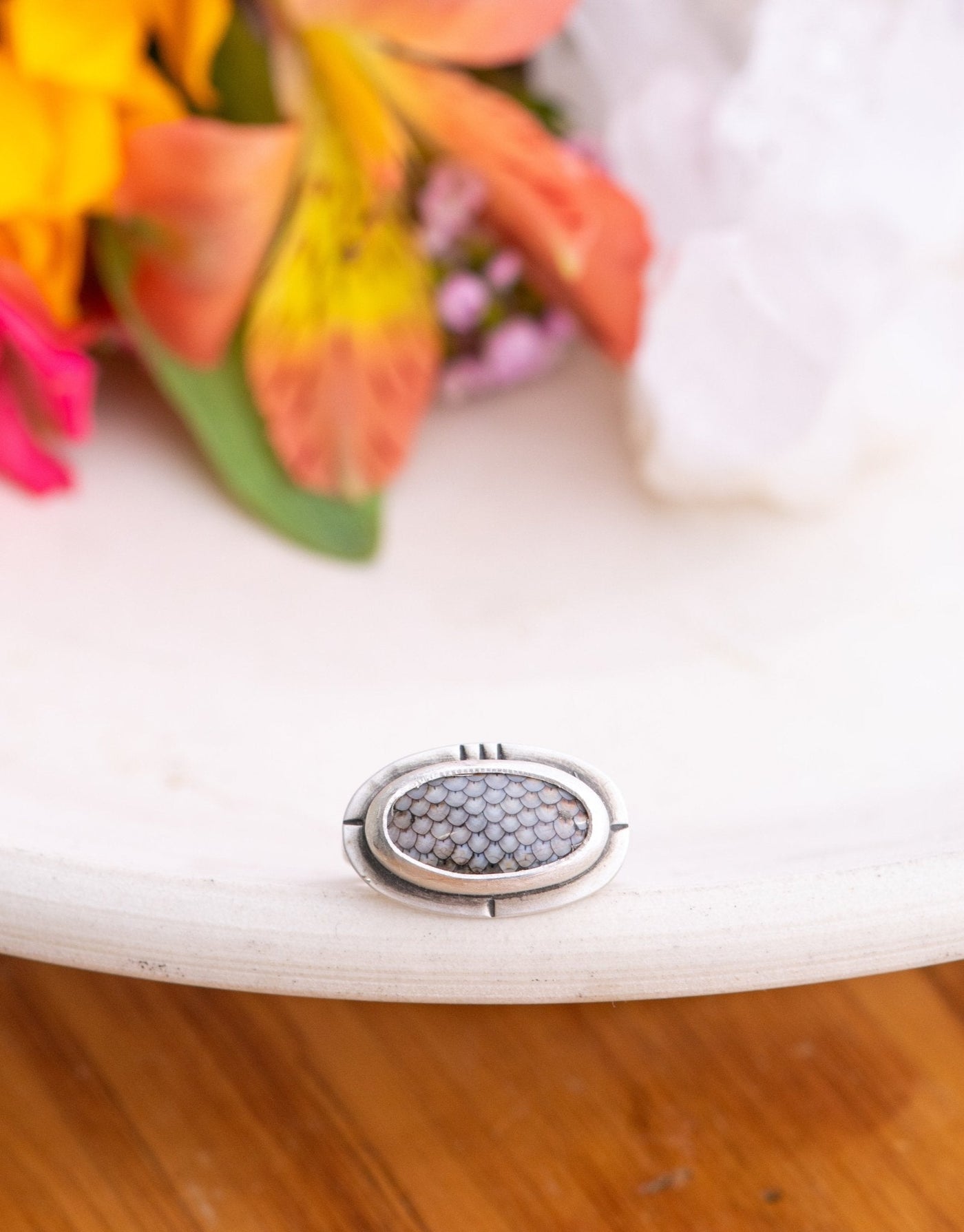 SUNSET FISH FOSSIL RING
