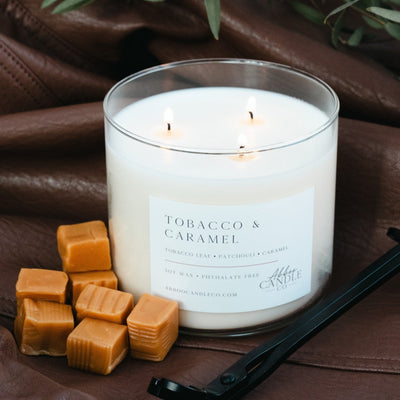 Tobacco and Caramel 3-Wick Soy Candle