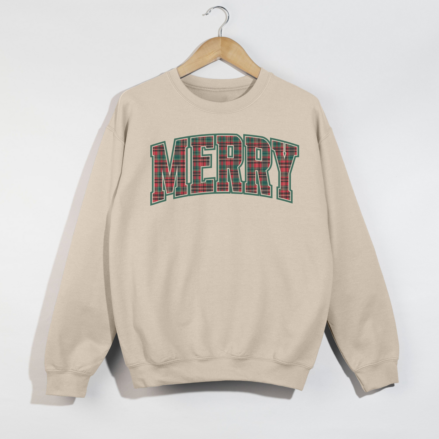 MERRY Plaid Christmas Crewneck Sweatshirt