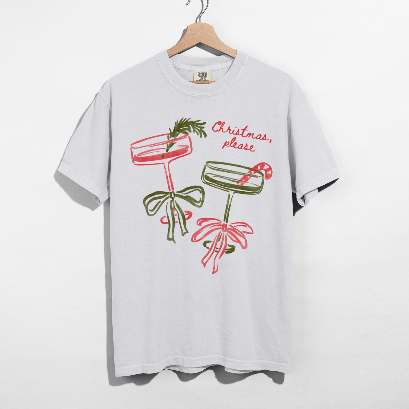 Christmas, Please Cocktail Tee – Festive Holiday Graphic T-Shirt