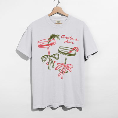 Christmas, Please Cocktail Tee – Festive Holiday Graphic T-Shirt