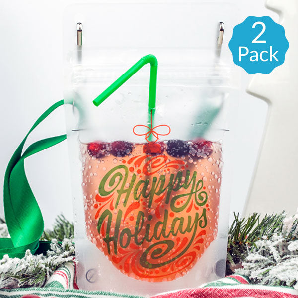 Happy Holidays Neck Sip Drink Pouches - Brazen Ranch