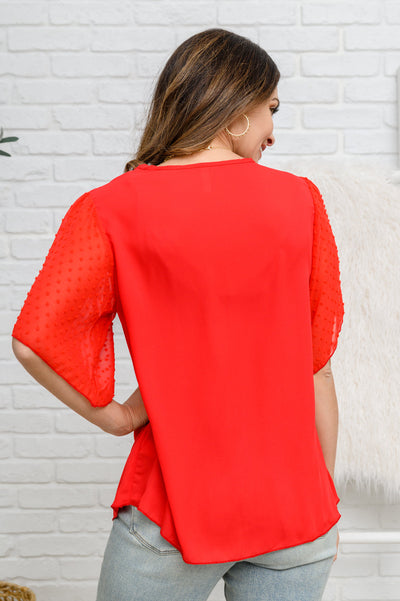 Best Of My Love Short Sleeve Blouse In Red - Brazen Ranch