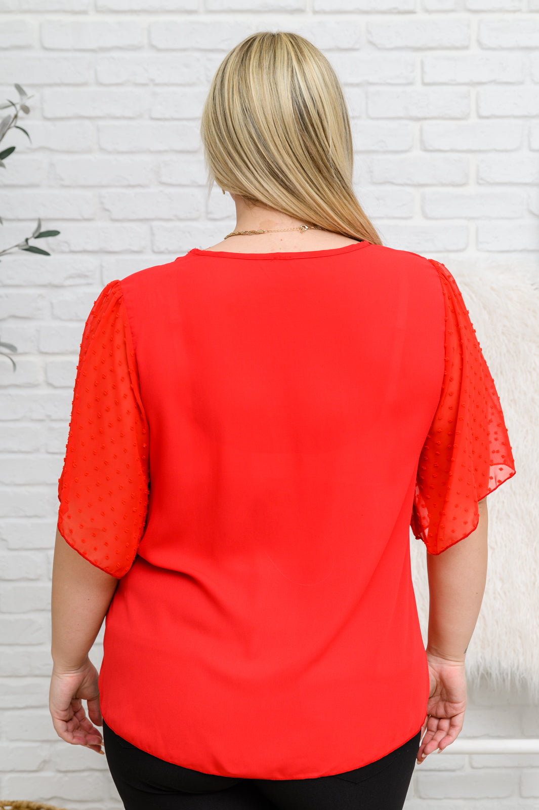 Best Of My Love Short Sleeve Blouse In Red - Brazen Ranch