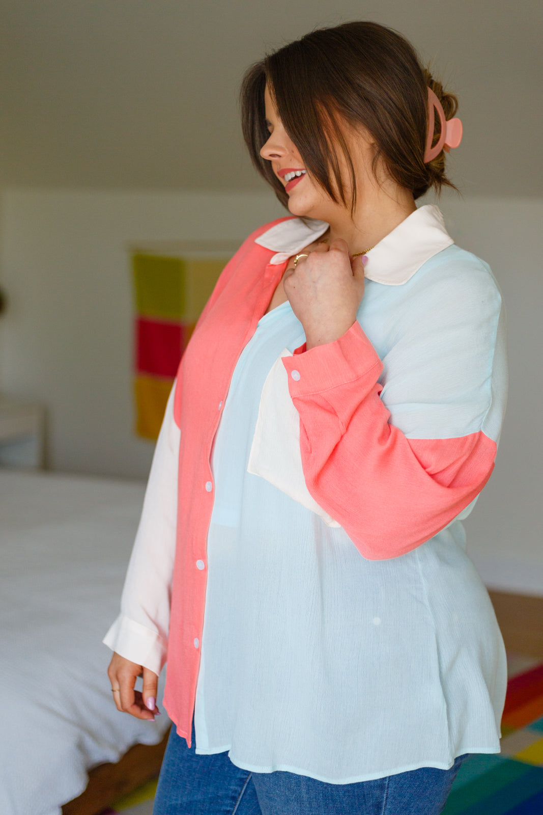 Capture The Day Two Toned Button Up - Brazen Ranch