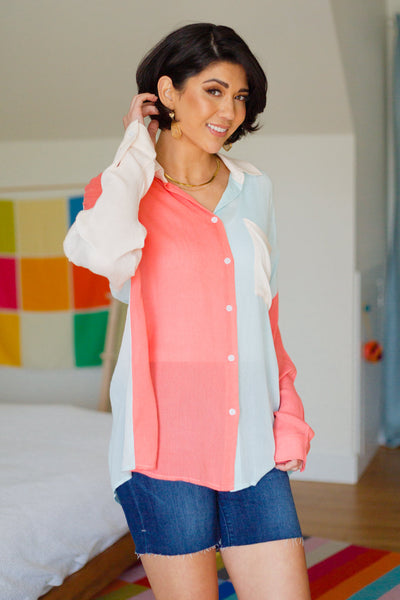 Capture The Day Two Toned Button Up - Brazen Ranch