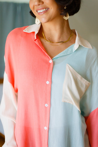 Capture The Day Two Toned Button Up - Brazen Ranch