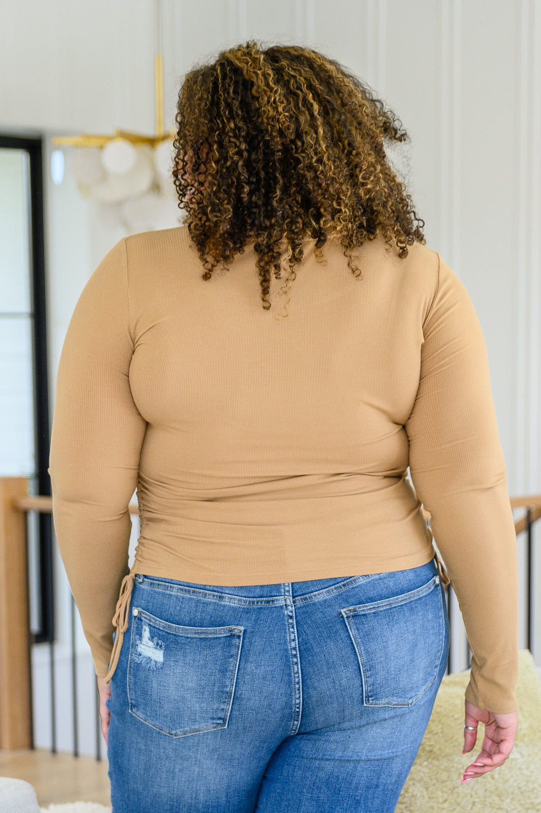 Hold Me Tight Ribbed Long Sleeve Top In Tan - Brazen Ranch