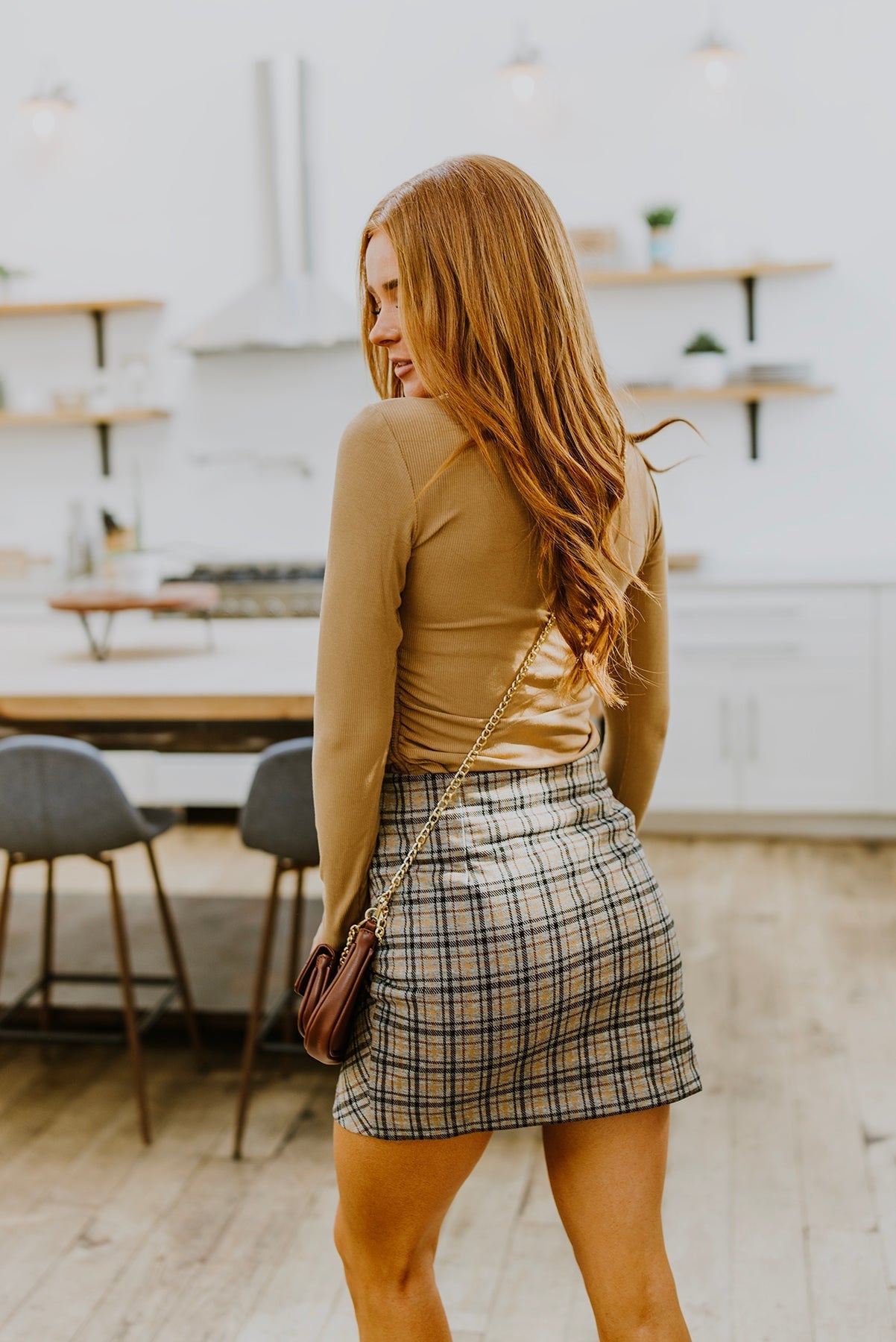 Hold Me Tight Ribbed Long Sleeve Top In Tan - Brazen Ranch