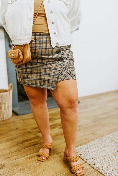 Late To Class Plaid Mini Skort - Brazen Ranch