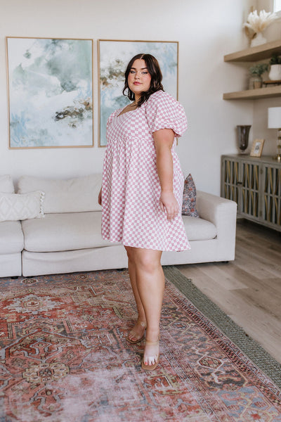 The Moment Checkered Babydoll Dress