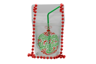 Happy Holidays Neck Sip Drink Pouches - Brazen Ranch