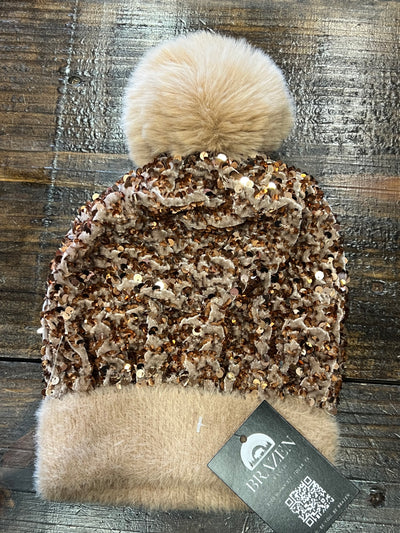 Sequin Pom Beanie - Brazen Ranch