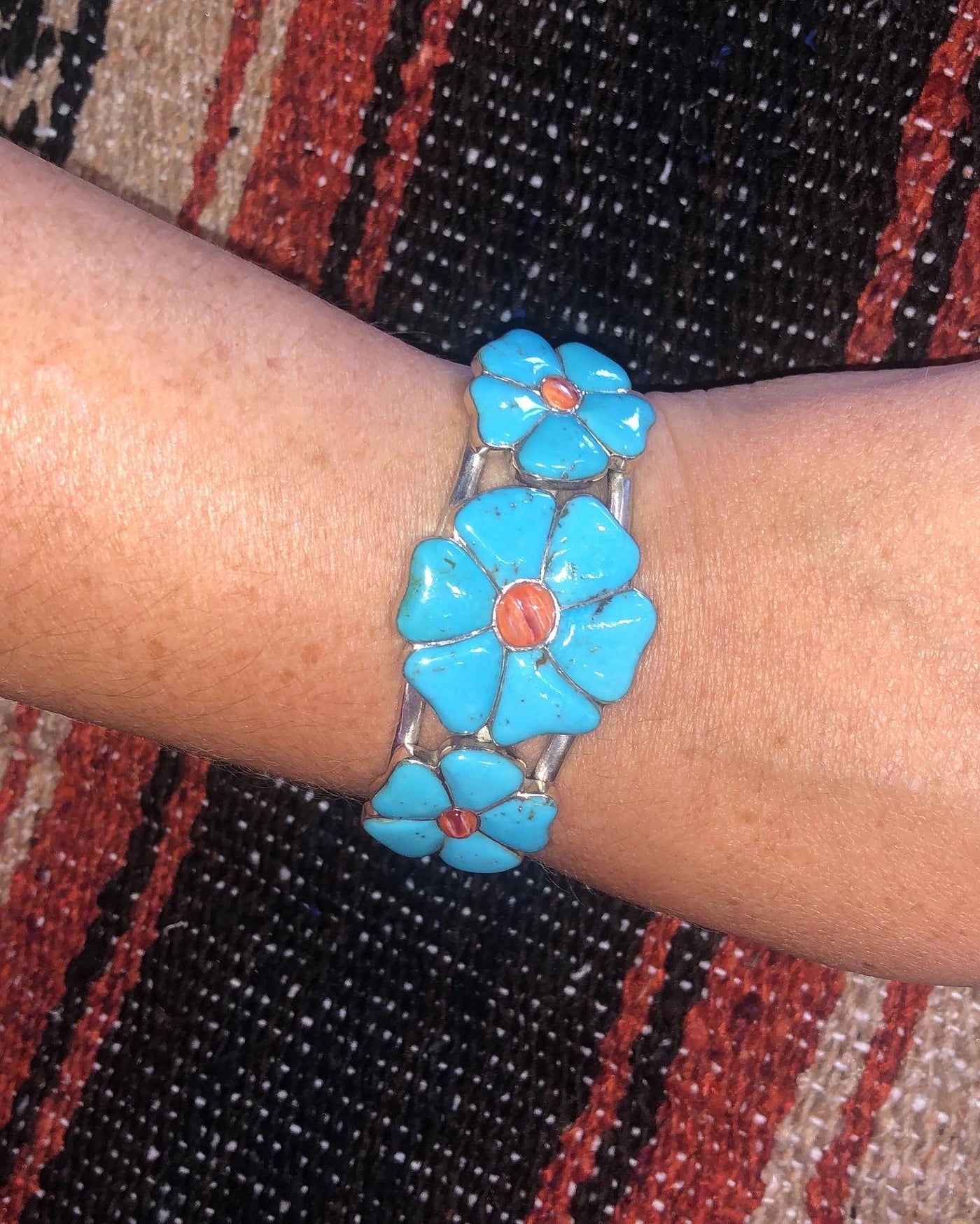 Turquoise Spiny Flower Cuff - Brazen Ranch