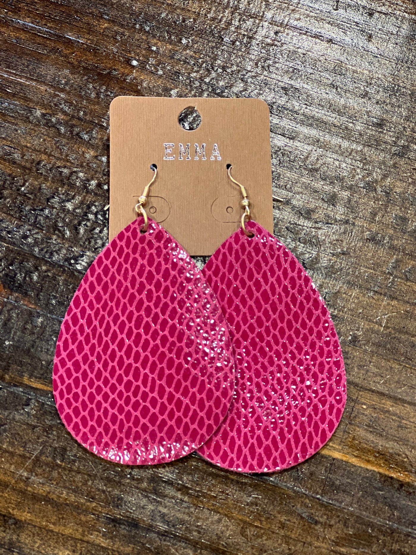 Fuchsia Snake Print Earrings - Brazen Ranch