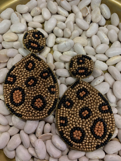 Beaded Leopard Earrings - Brazen Ranch