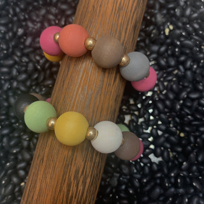 Multi Color Wooden Ball Bracelet - Brazen Ranch