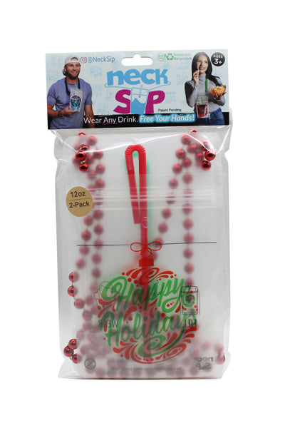 Happy Holidays Neck Sip Drink Pouches - Brazen Ranch